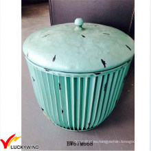 Único Verde Rust Vintage Metal Stock Pot con tapa